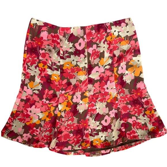Vintage Old Navy Womens Skirt Lined Pink Maroon Floral A Line Spring Summer Sz 8 - Picture 1 of 6